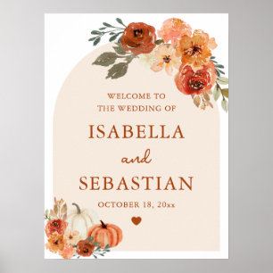 Póster Signo de bienvenida del Boda de calabaza de color