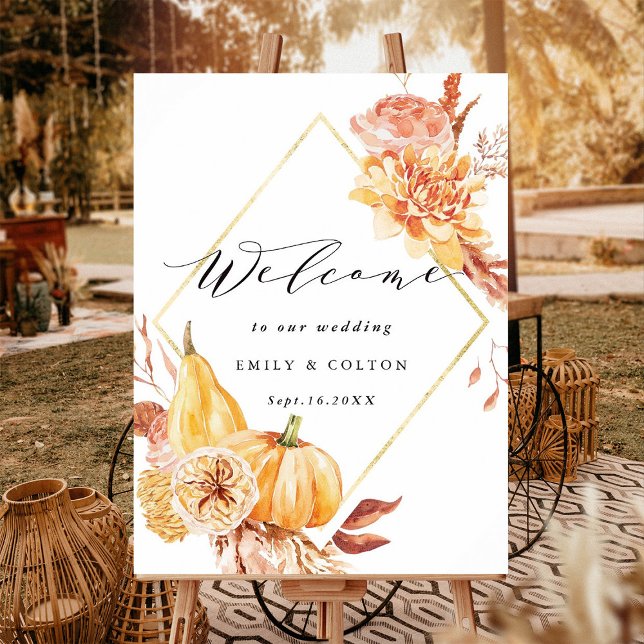 Póster Signo de bienvenida del Boda de calabaza floral de (Subido por el creador)