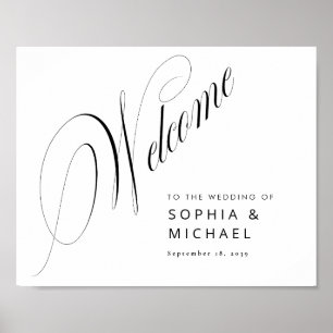 Póster Signo de bienvenida del Boda de caligrafía de guió