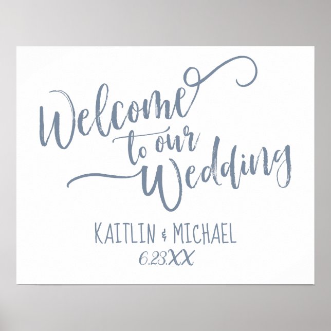 Póster Signo de bienvenida del Boda de caligrafía de pinc (Frente)