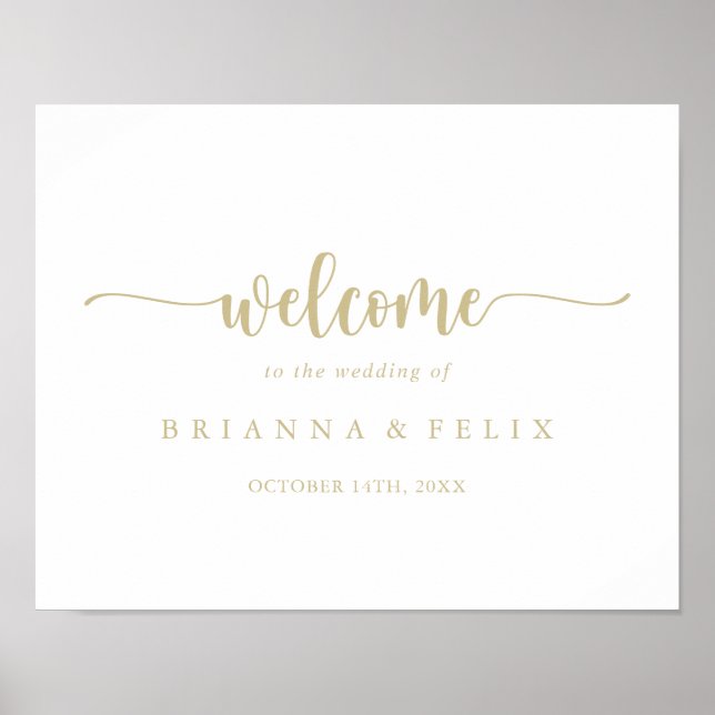 Póster Signo de bienvenida del Boda de caligrafía Minimal (Frente)