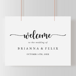 Póster Signo de bienvenida del Boda de caligrafía minimal