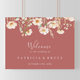 Póster Signo de bienvenida del Boda de flores silvestres