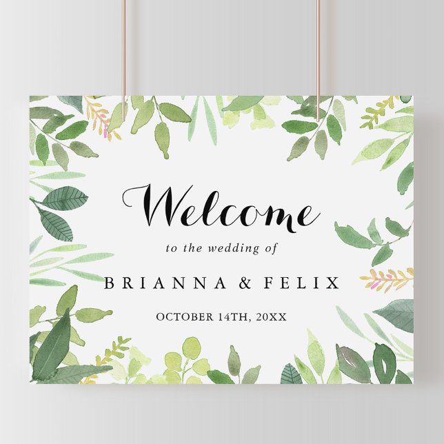 Póster Signo de bienvenida del Boda de follaje botánico d (Subido por el creador)