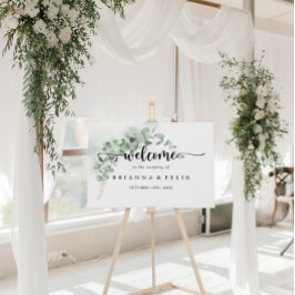 Póster Signo de bienvenida del Boda de follaje clásico Eu