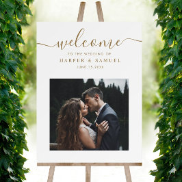Póster Signo de bienvenida del Boda de fotos con guión de