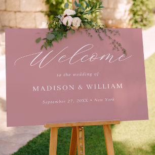 Póster Signo de bienvenida del Boda de guiones rosados po