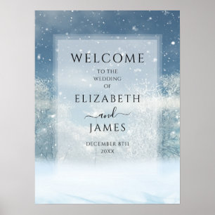 Póster Signo de bienvenida del Boda de la nieve en invier