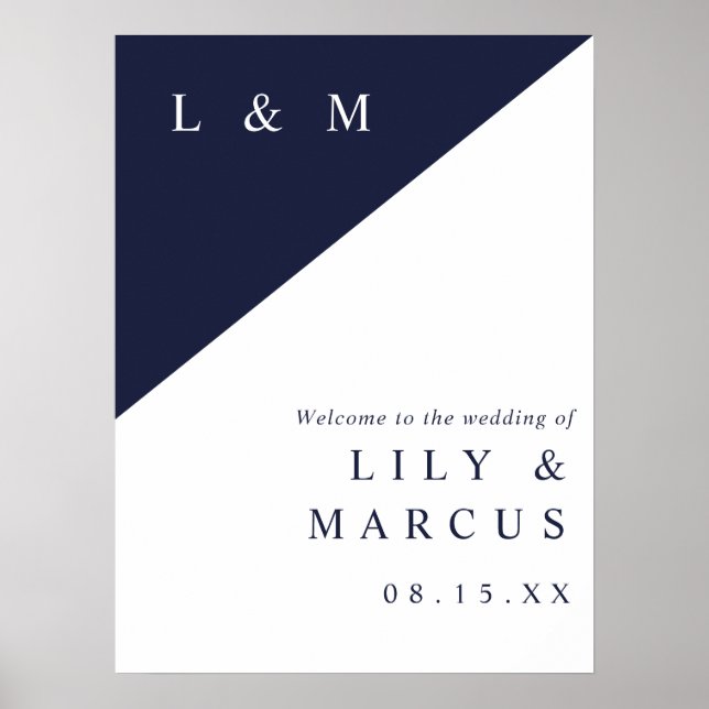 Póster Signo de bienvenida del Boda de Monograma de la Mo (Frente)