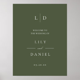 Póster Signo de bienvenida del Boda de monograma elegante