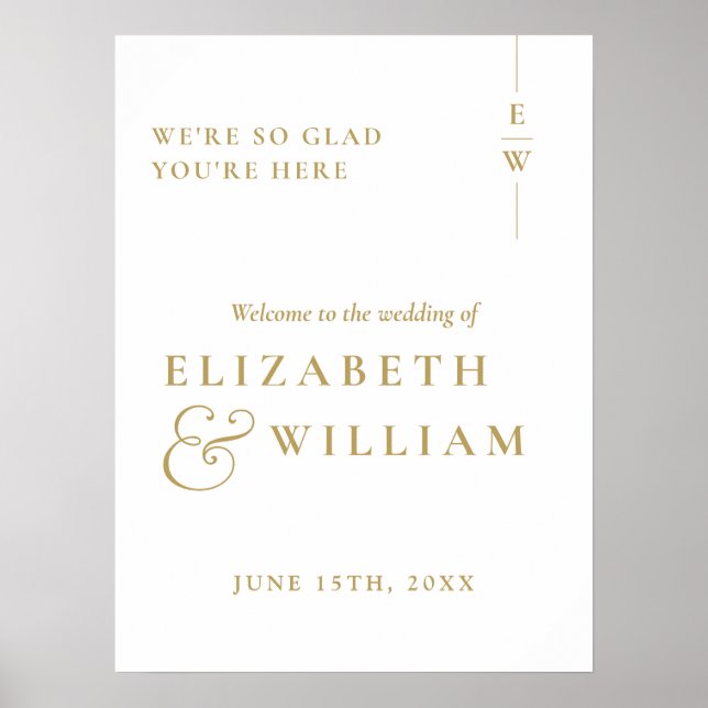 Póster Signo de bienvenida del Boda de Monograma Moderno  (Frente)