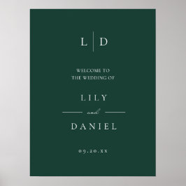 Póster Signo de bienvenida del Boda de monograma simple v