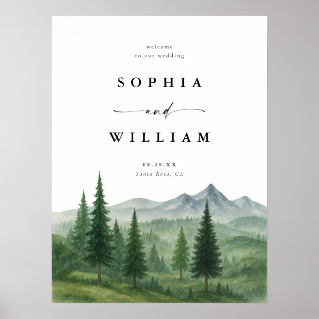 Póster Signo de bienvenida del Boda de montaña ruso (Frente)