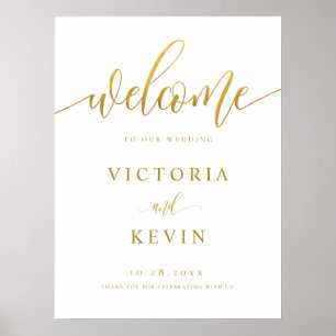Póster Signo de bienvenida del Boda de oro de caligrafía