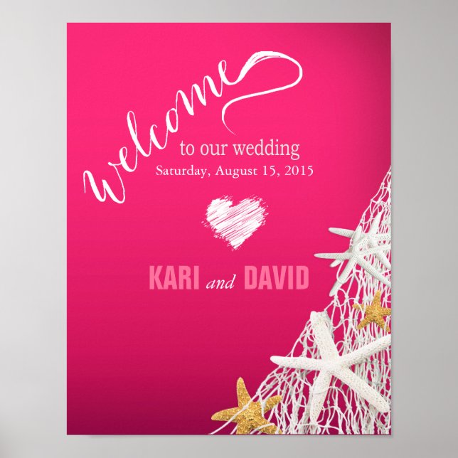Póster Signo de bienvenida del Boda de red Starfish | fus (Frente)