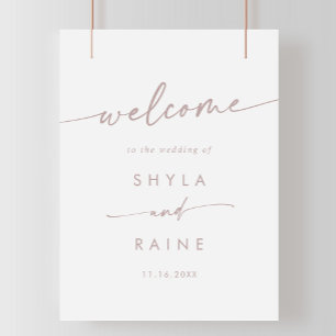 Póster Signo de bienvenida del Boda de Rubor Pink DIY de