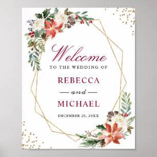 Póster Signo de bienvenida del Boda de vacaciones doradas