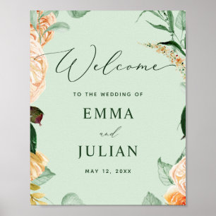 Póster Signo de bienvenida del Boda del Boho Greenery Sag