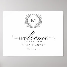 Póster Signo de bienvenida del Boda del monograma del Esc