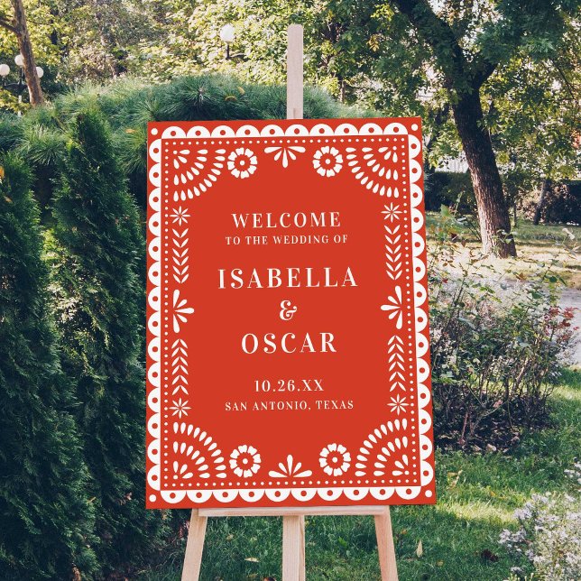Póster Signo de bienvenida del Boda del Papel rojo cálido (Subido por el creador)