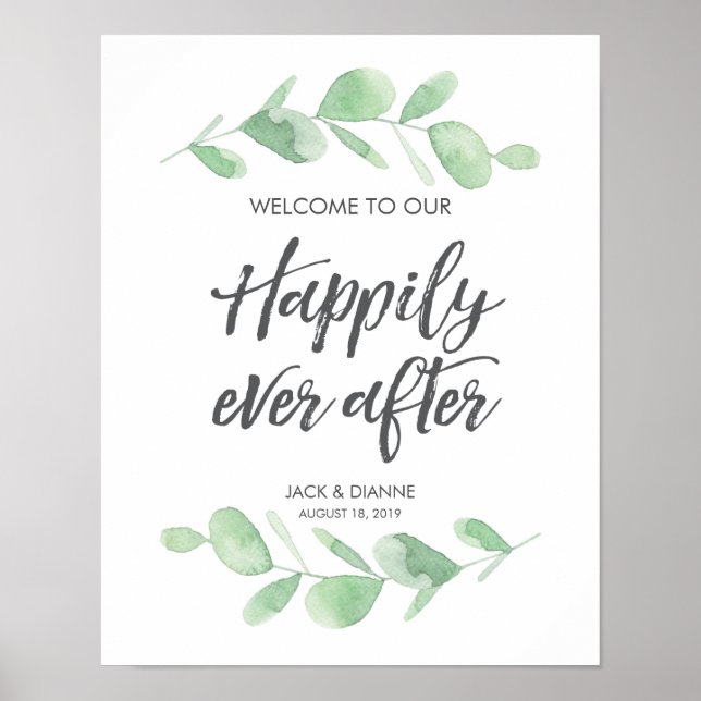 Póster Signo de bienvenida del Boda Eucalyptus (Frente)