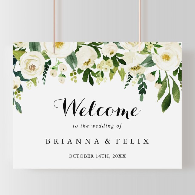 Póster Signo de bienvenida del Boda floral de otoño blanc (Subido por el creador)