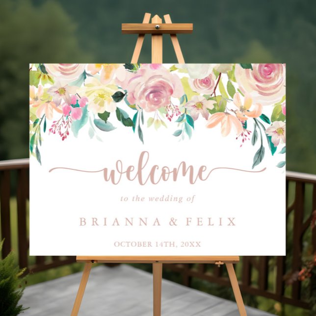 Póster Signo de bienvenida del Boda floral de primavera d (Subido por el creador)