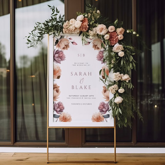 Póster Signo de bienvenida del Boda floral neutro boho mo (Subido por el creador)