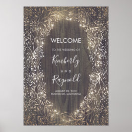 Póster Signo de bienvenida del Boda floral Rústico del al