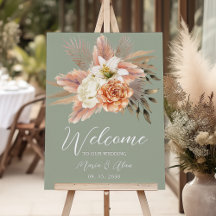 Signo de bienvenida del Boda floral Sage Green Pea