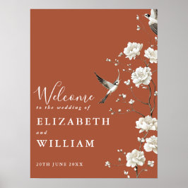 Póster Signo de bienvenida del Boda floral Terracotta Chi