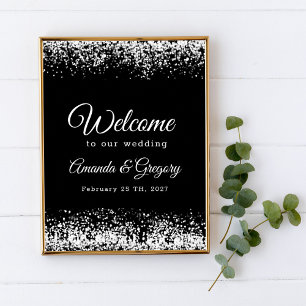 Póster Signo de bienvenida del Boda Glittering de plata n