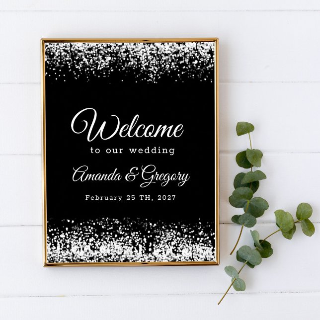 Póster Signo de bienvenida del Boda Glittering de plata n (Subido por el creador)