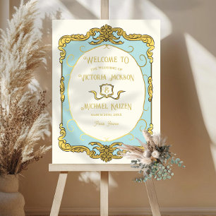Póster Signo de bienvenida del Boda Gold Regency Baroque