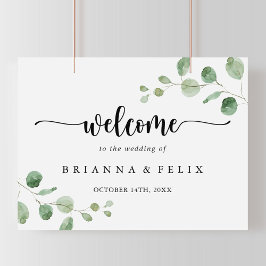 Póster Signo de bienvenida del Boda Green Delight Eucalyp