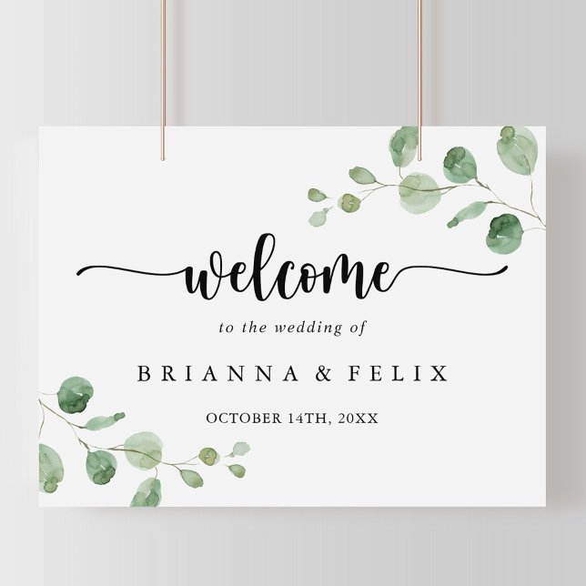 Póster Signo de bienvenida del Boda Green Delight Eucalyp (Subido por el creador)