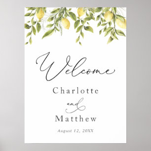 Póster Signo de bienvenida del Boda Lemons and Greenery