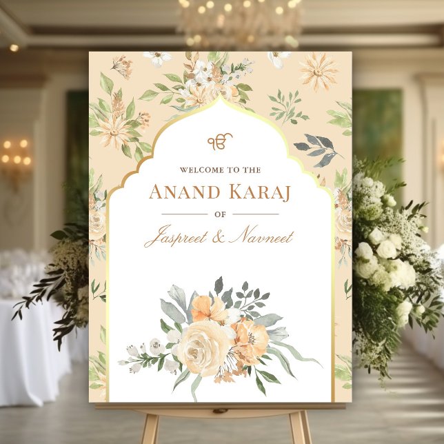 Póster Signo de bienvenida del Boda Peach Floral Anand Ka (Subido por el creador)