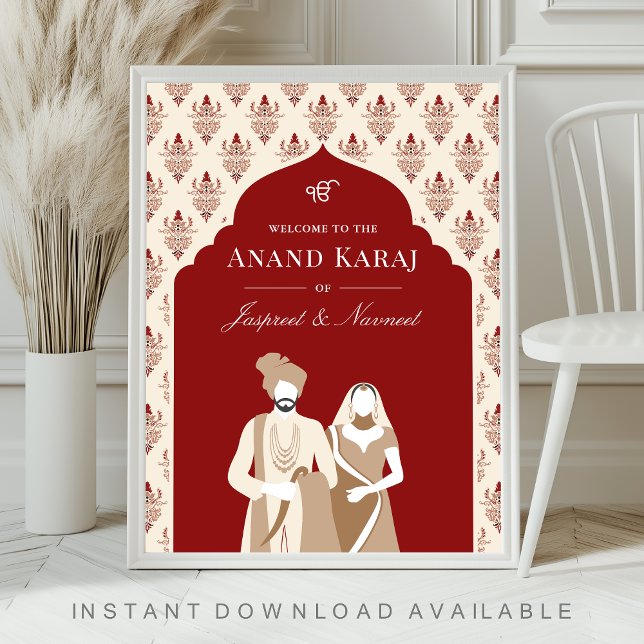 Póster Signo de bienvenida del Boda Red Cream Anand Karaj (Subido por el creador)