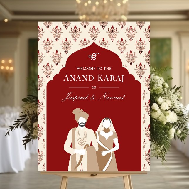 Póster Signo de bienvenida del Boda Red Cream Anand Karaj (Subido por el creador)