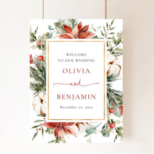 Póster Signo de bienvenida del Boda rojo de la flotación
