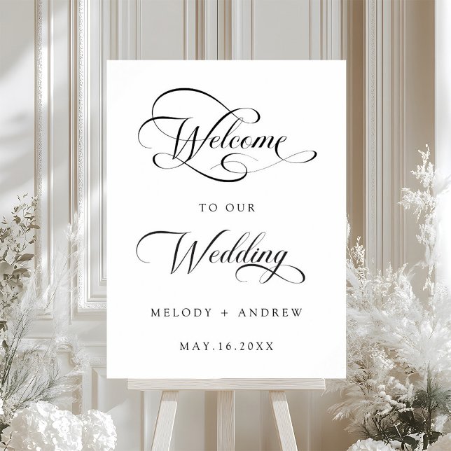 Póster Signo de bienvenida del Boda Romántico Swirly Scri (Subido por el creador)
