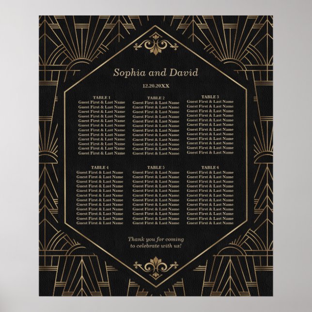 Póster Signo de bienvenida del Boda Royal Gold Black Grea (Frente)