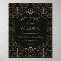 Signo de bienvenida del Boda Royal Gold Black Grea