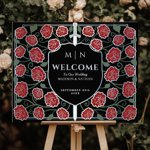 Póster Signo de bienvenida del Boda Silver Sword Shield F