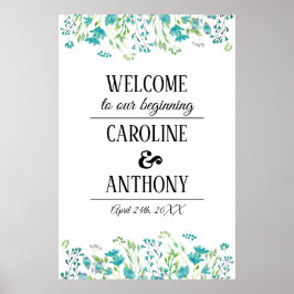 Póster Signo de bienvenida del Boda Watercolor Spring Wil