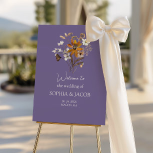 Póster Signo de bienvenida del Boda Wildflower Boho Laven