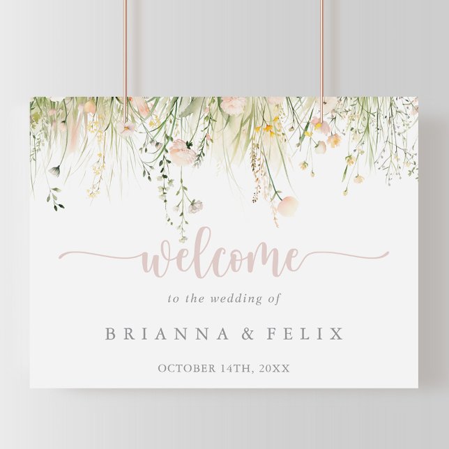 Póster Signo de bienvenida del Boho Boda de flores silves (Subido por el creador)