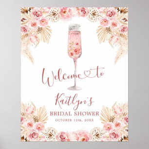Póster Signo de bienvenida del Boho Rosa Soiree rosado