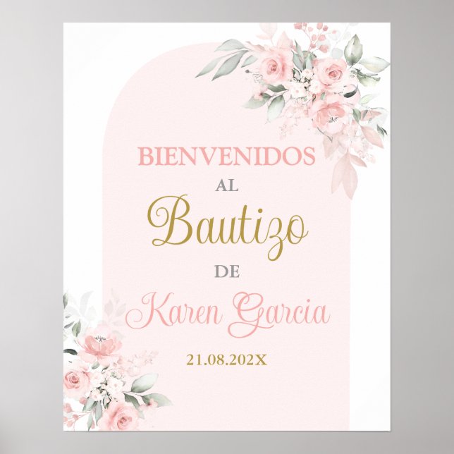 Póster Signo de bienvenida del Chica español del bautismo (Frente)